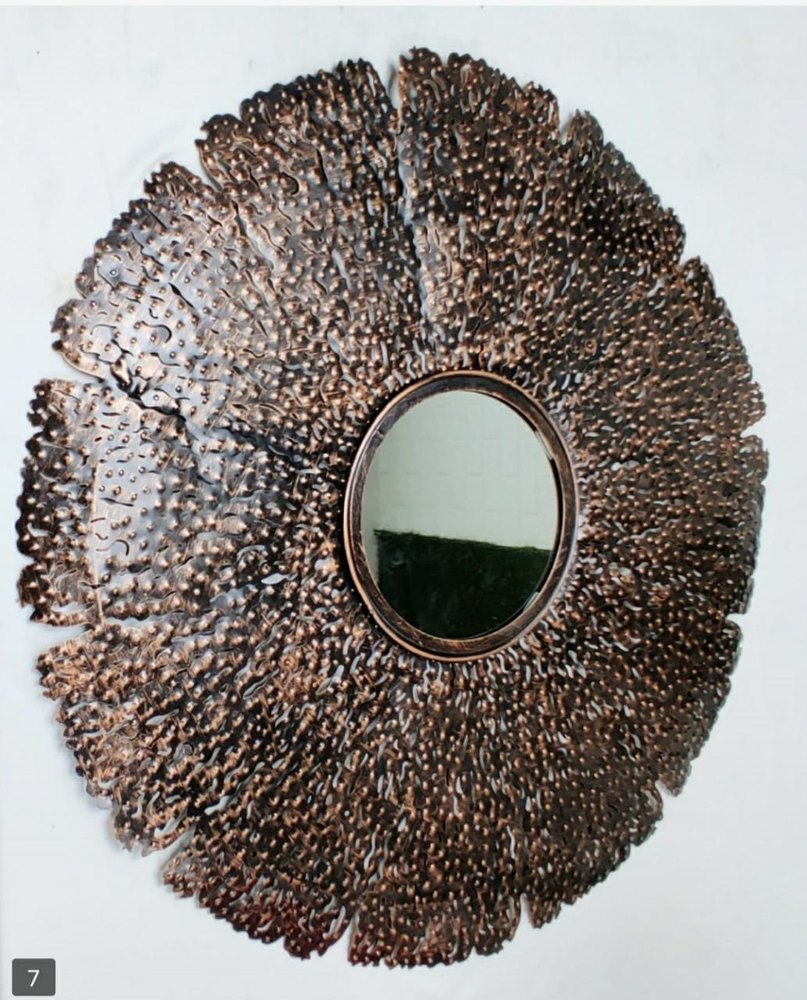 Luxury Metal Wall Mirror Decor – Round Sunburst Iron Mirror Wall Art (30 Inches)-ArtyCraftz.com