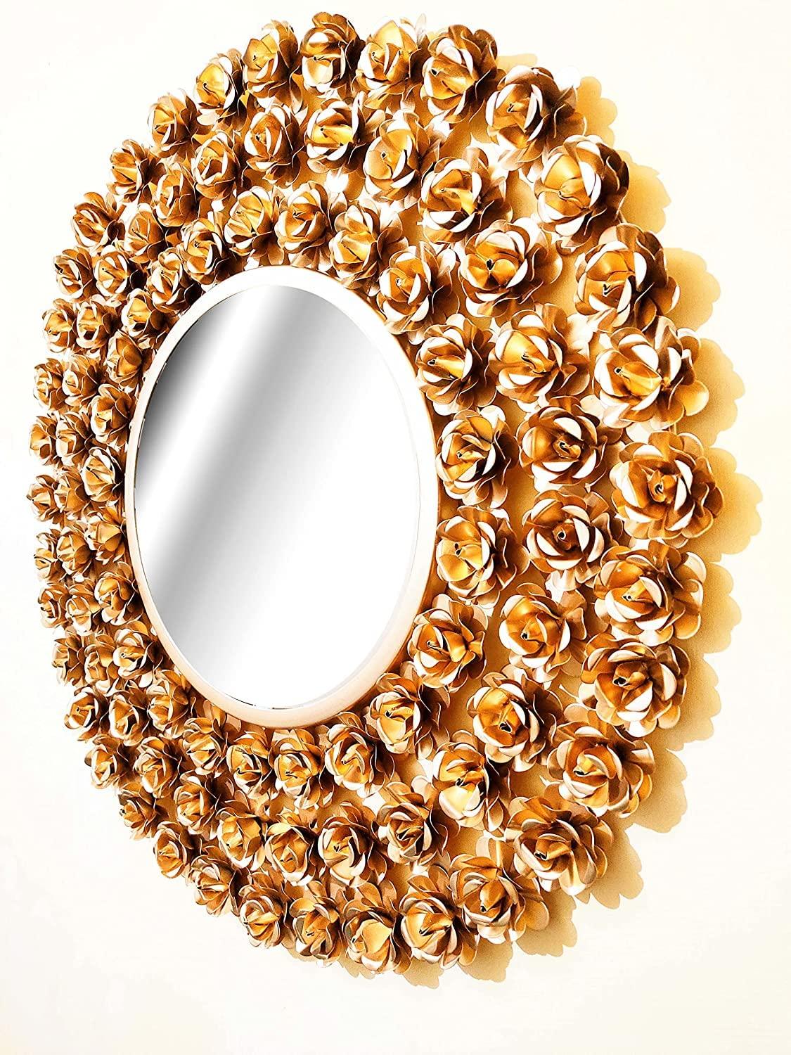 Luxury Golden Floral Wall Mirror-ArtyCraftz.com