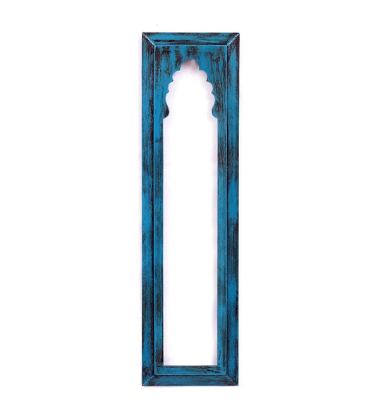 MDF Wood Craved Jharokha Frame in Light Blue Colour