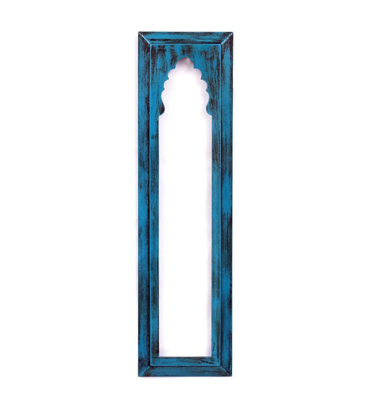 MDF Wood Craved Jharokha Frame in Light Blue Colour