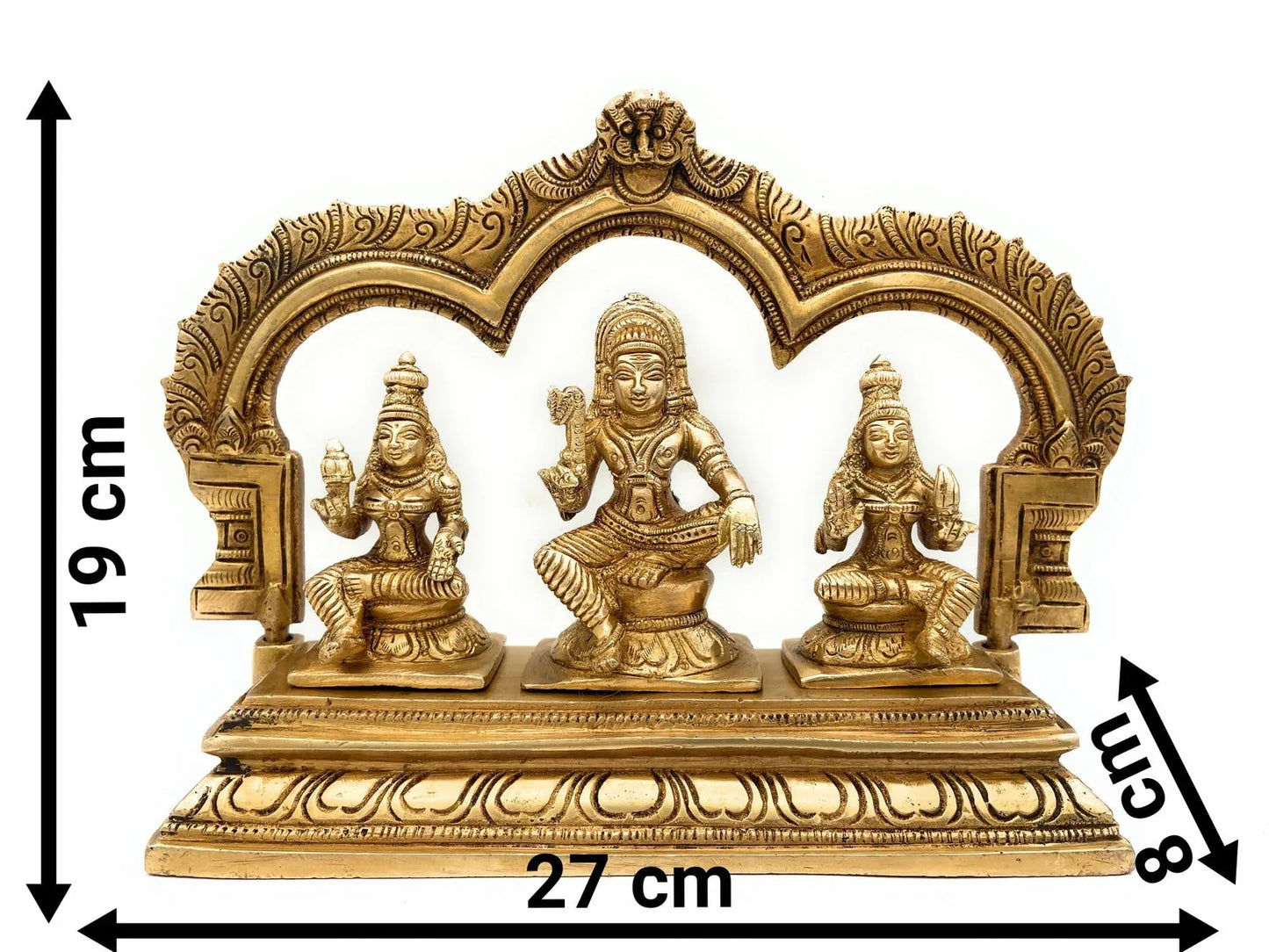 Brass Ayyanar With Poorna And Pushkala With Prabhavali statue