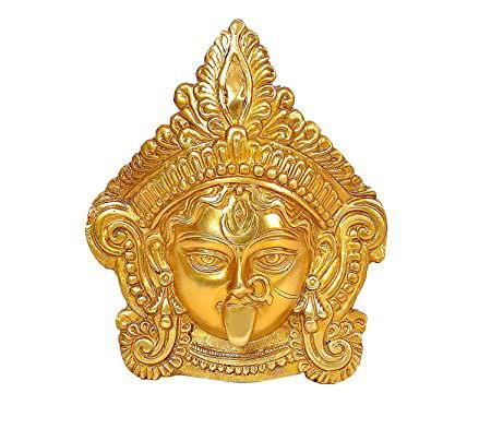 Maa Durga Mask Wall Hanging-Golden Finish-8" - ArtyCraftz.com