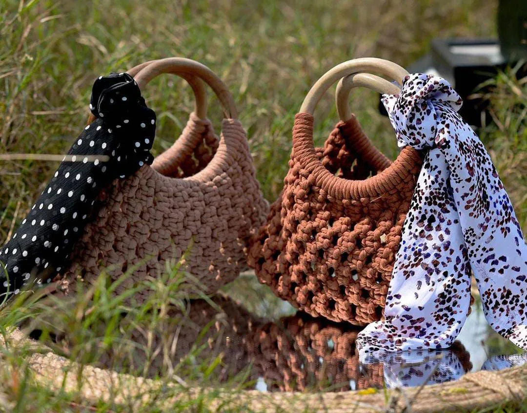 Macrame Handbag for Casual Use and Party Use Scraf might be different - ArtyCraftz.com
