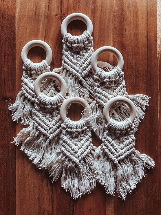 Macrame Napkin Ring Holder Table Setting Home Decor set of 6 - ArtyCraftz.com
