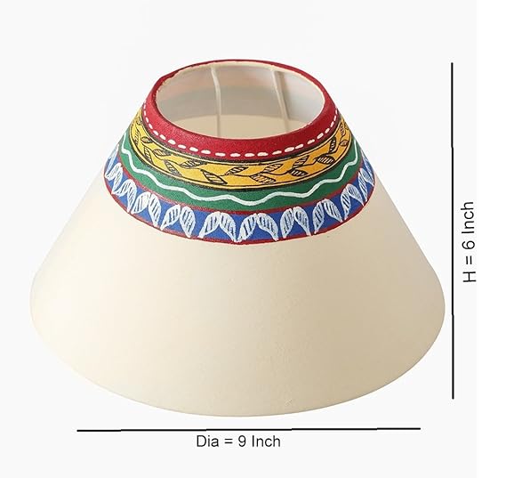 Madhubani In Light Terracotta Table Lamp In Red Color - ArtyCraftz.com