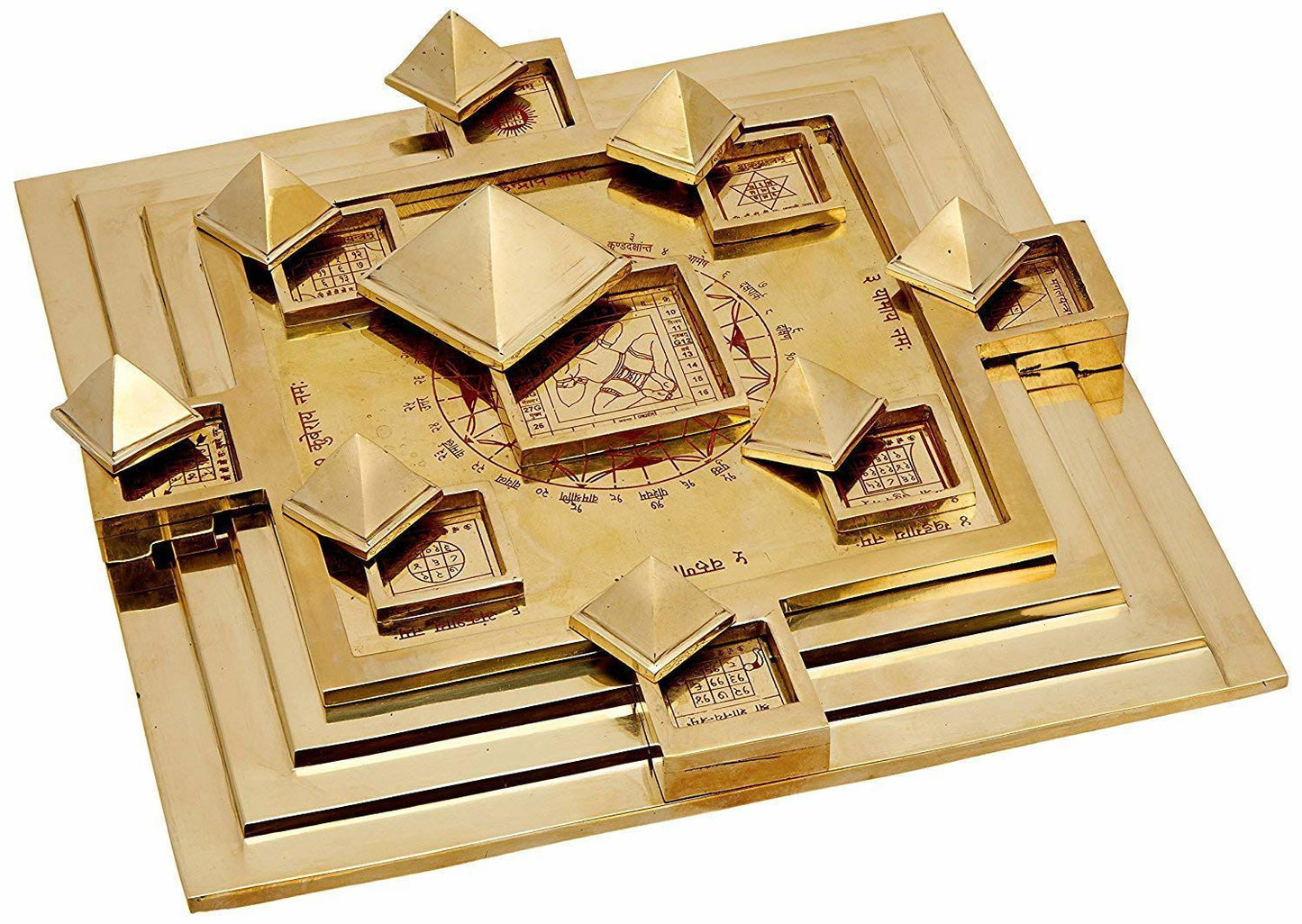 Maha Vastu Purush Navgrah Pyramid Yantra, 9 inches X 9 inches - ArtyCraftz.com