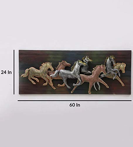 Majestic Galloping 7 Horses On Panel Wall Art-ArtyCraftz.com