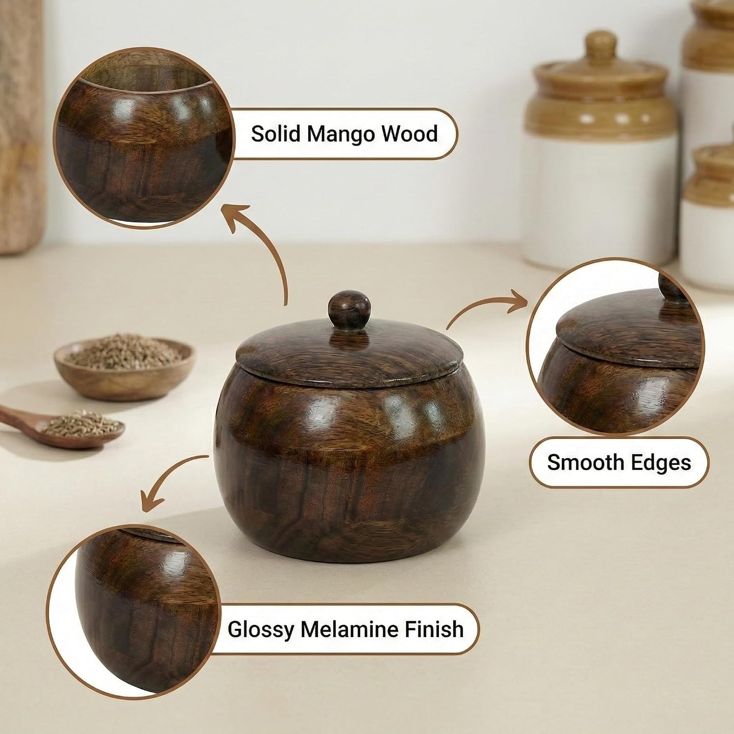 Mango Wood Spice Storage Jar-ArtyCraftz.com