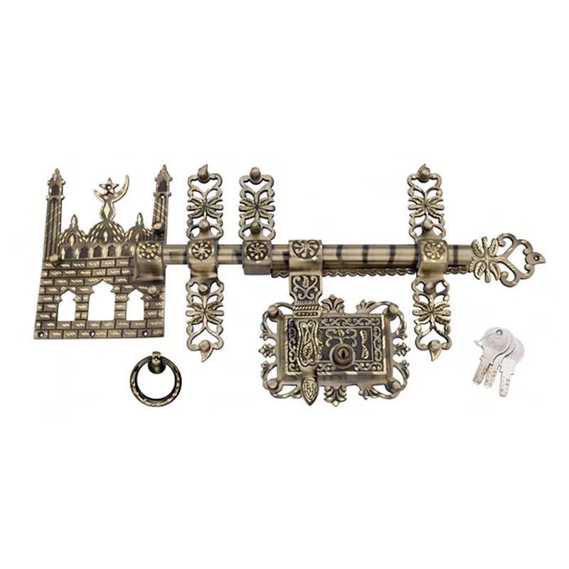 Manichitratazhu Aldrop Mosque Head with Brass Antique Finish 25 mm Thick and 16-inch Wide Rod - ArtyCraftz.com