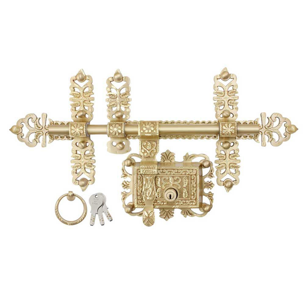 Premium Brass Manichitrathazhu Door Lock with Rod-ArtyCraftz.com