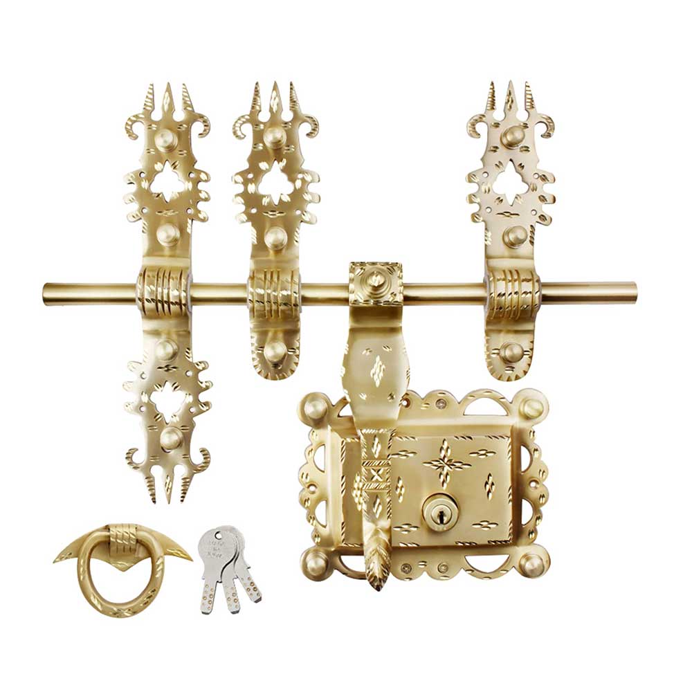 Manichitratazhu Brass Antique Design Traditional Door Aldrop with Keys-ArtyCraftz.com