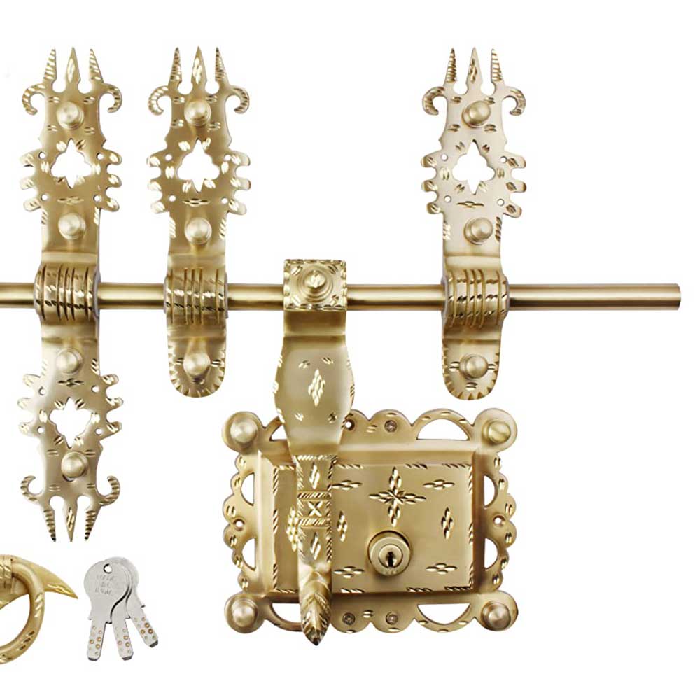 Manichitratazhu Brass Mayur Design Traditional Door Aldrop with Keys-ArtyCraftz.com