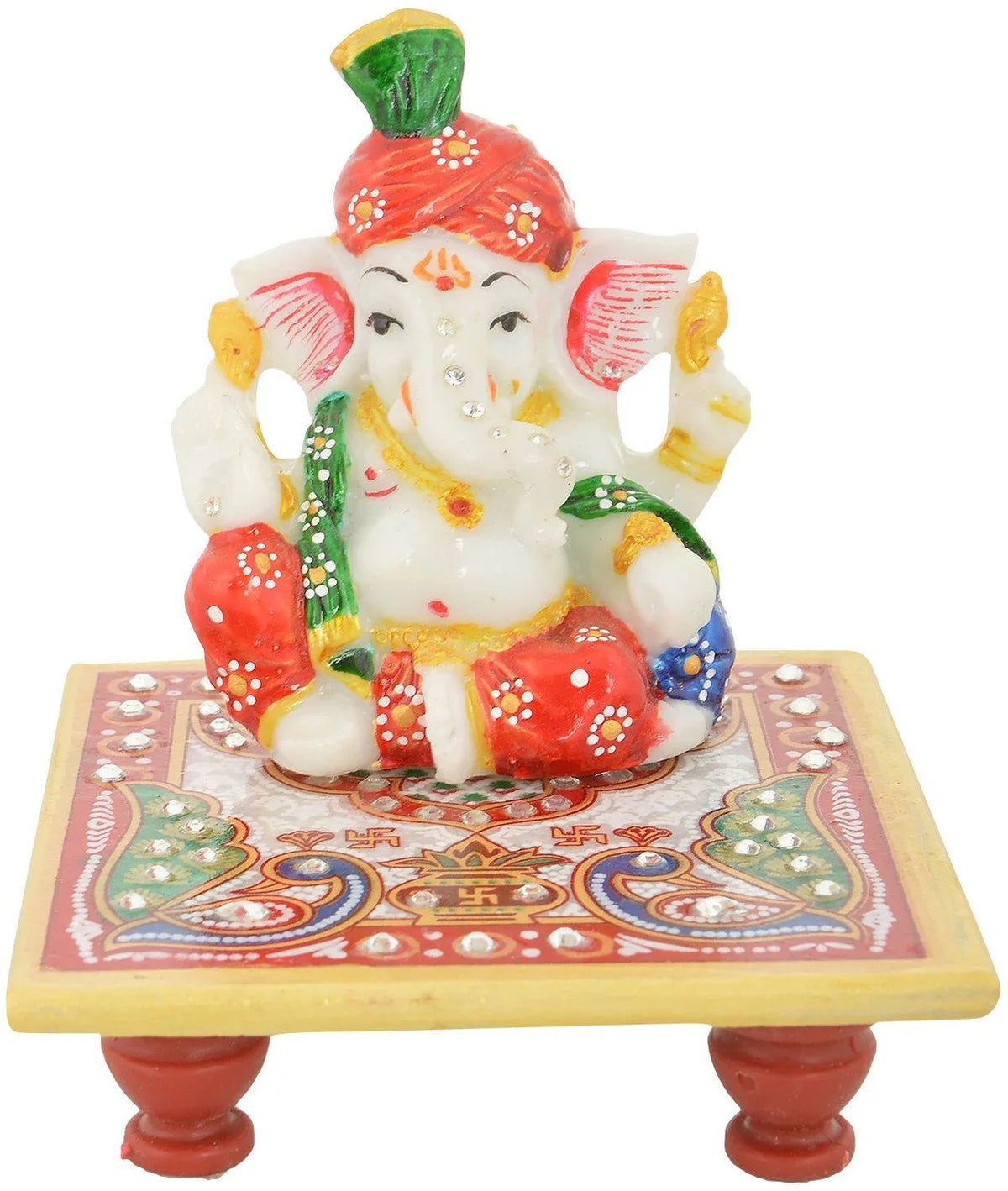 Marble Chowki Ganesh (10 cm x 10 cm) - ArtyCraftz.com