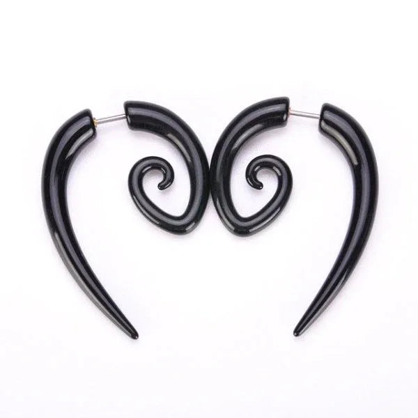 Wooden Tail Spiral Tribal Fake Gauges 1.7" - ArtyCraftz.com