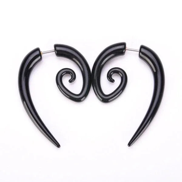 Wooden Tail Spiral Tribal Fake Gauges 1.7" - ArtyCraftz.com