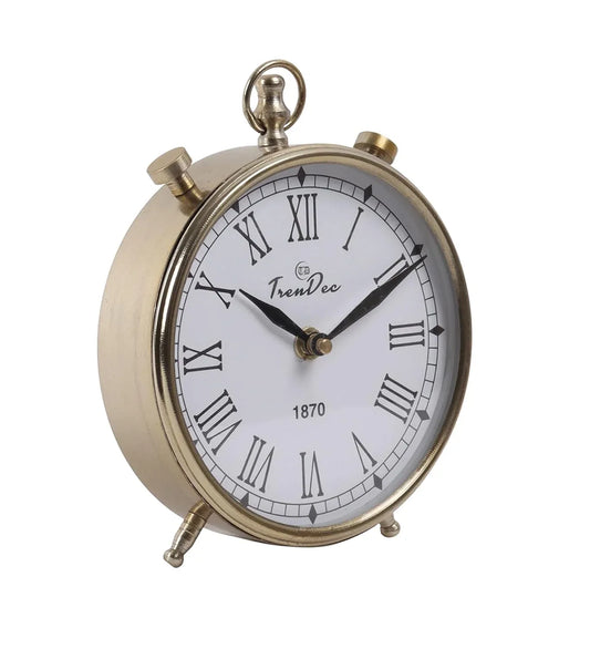 Metal 5" Analog Table Clock in Gold Finish (Golden) - ArtyCraftz.com