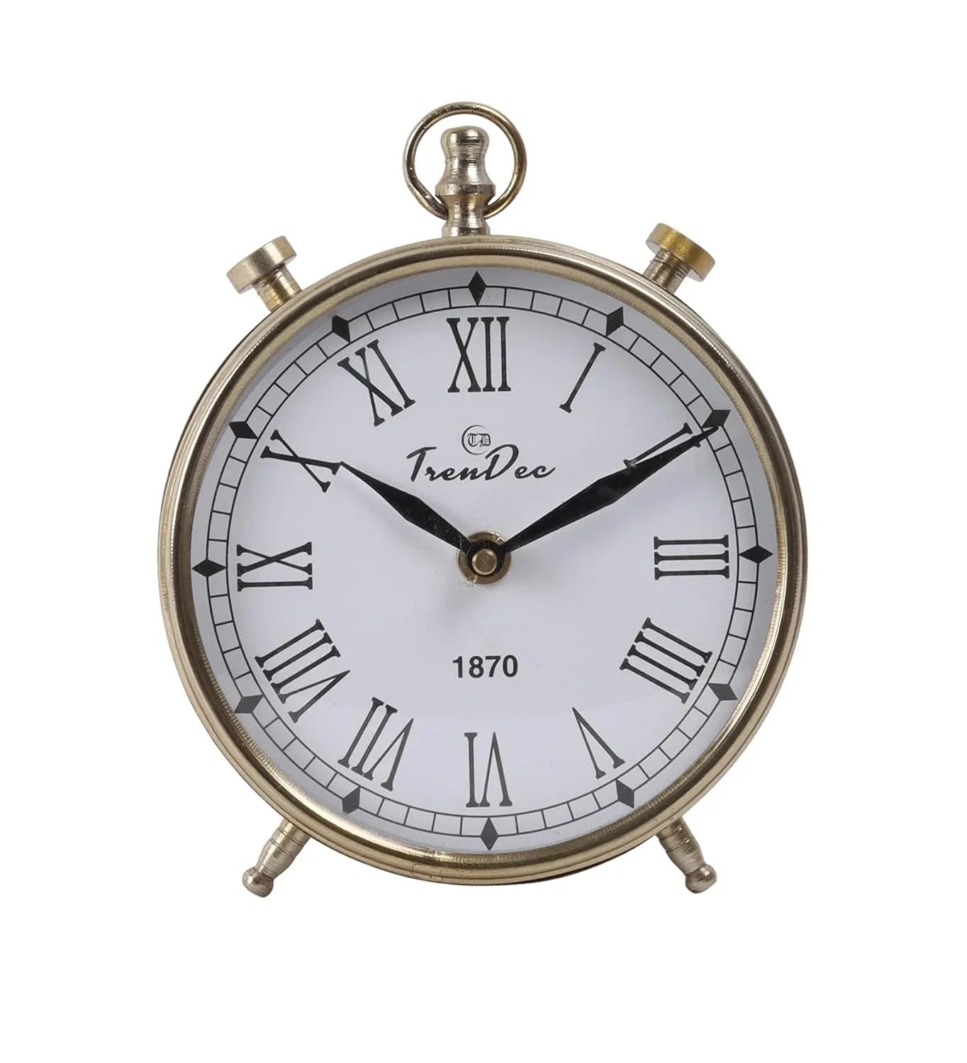 Metal 5" Analog Table Clock in Gold Finish (Golden) - ArtyCraftz.com
