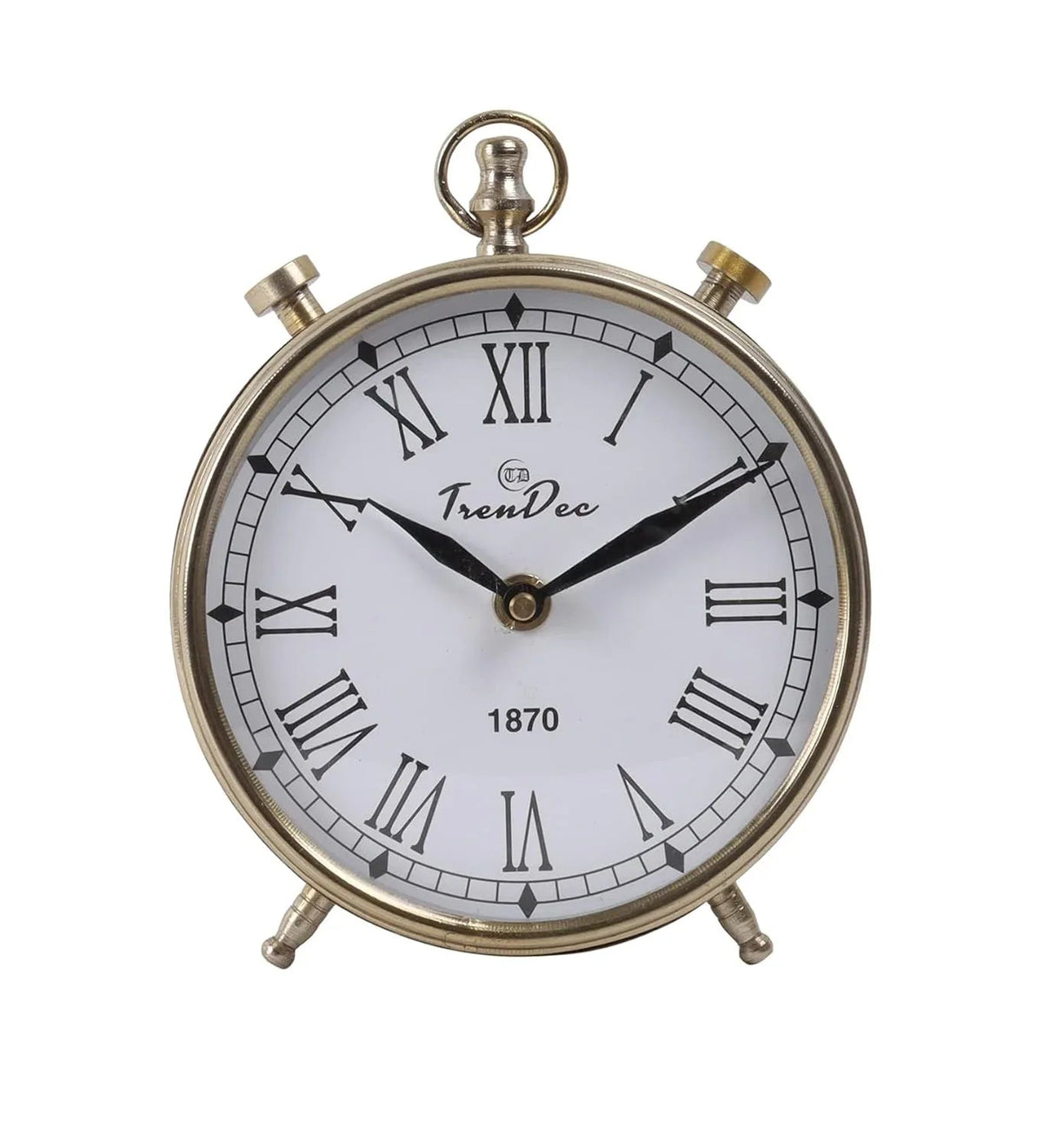 Metal 5" Analog Table Clock in Gold Finish (Golden) - ArtyCraftz.com