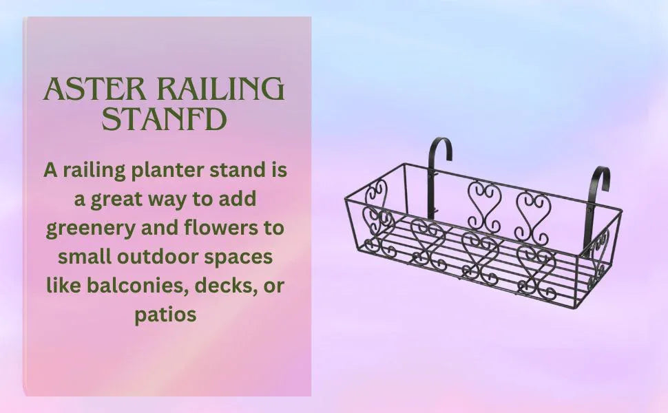 Metal Aster Balcony Railing Flower Pot Holder-ArtyCraftz.com