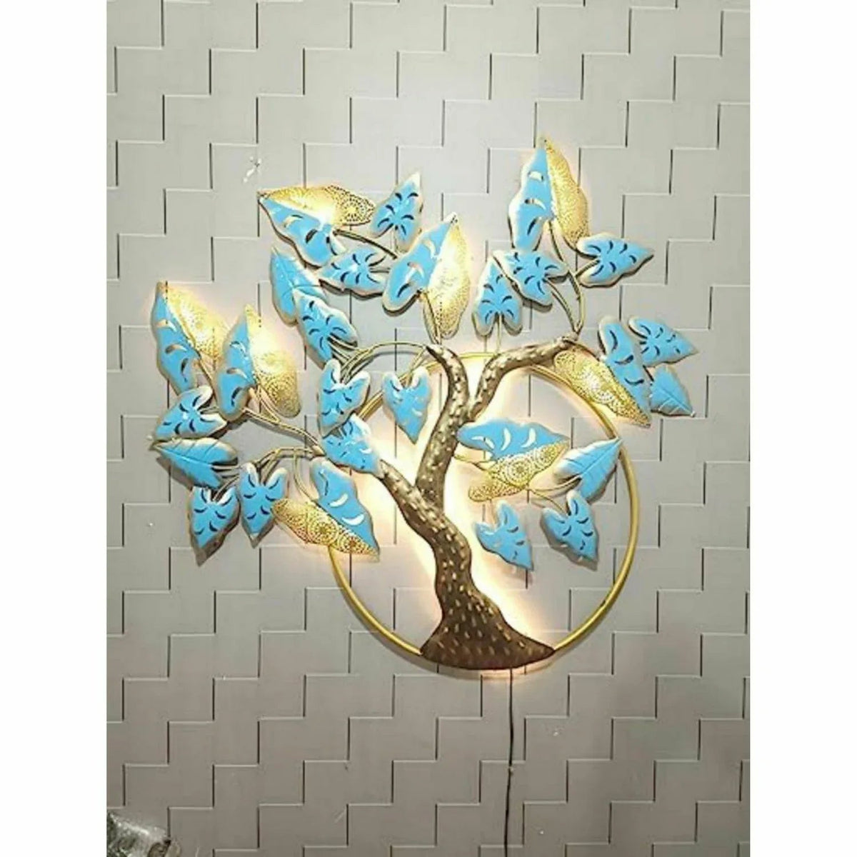 Metal Butterfly Tree With Circle And Led Wall Art