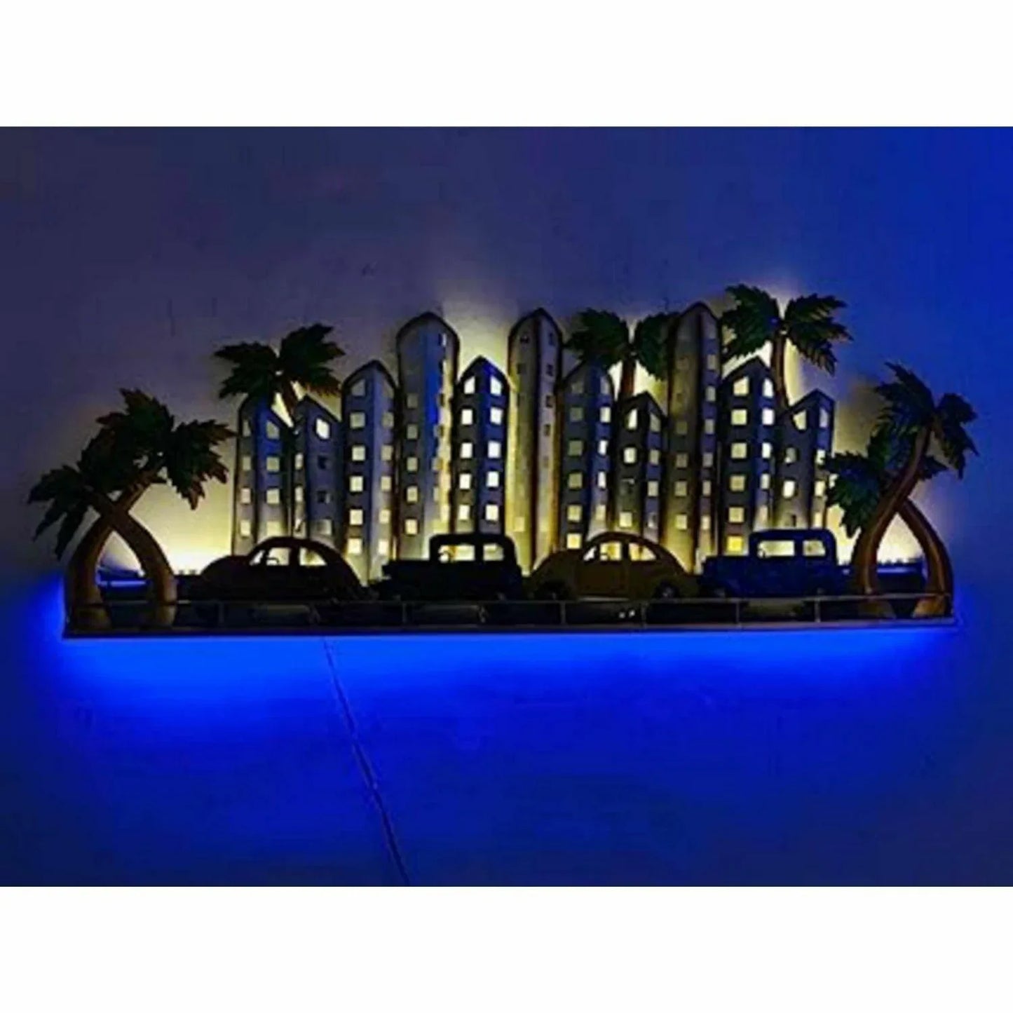 Metal City Light With Led Wall Art