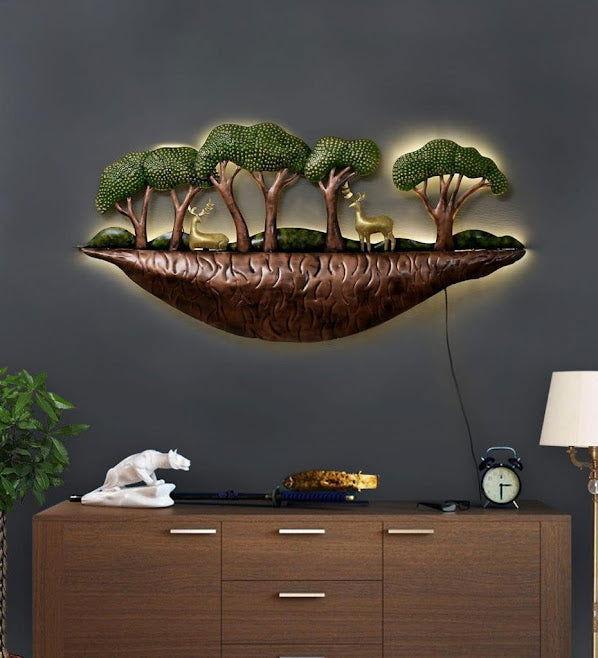 Metal Deers in Forest Wall Art-ArtyCraftz.com