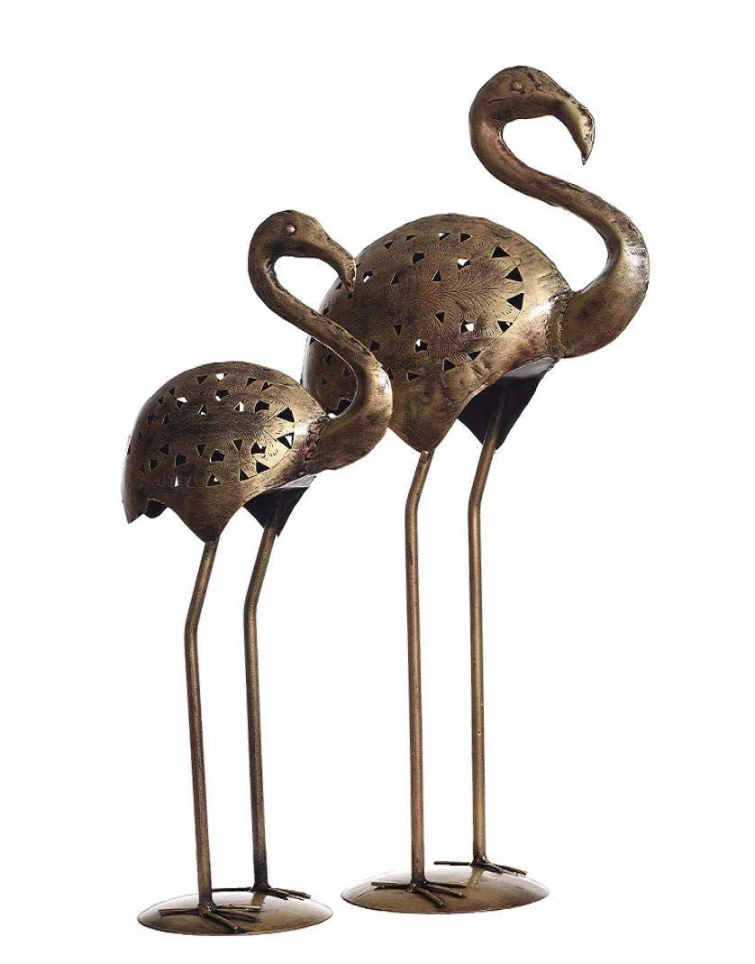 Metal Flamingo Figurine T-Light Candle Holder - ArtyCraftz.com