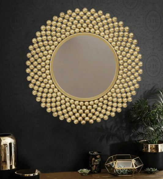 Golden Bubble Texture Round Wall Mirror – 20 Inches – Modern Home Decor-ArtyCraftz.com