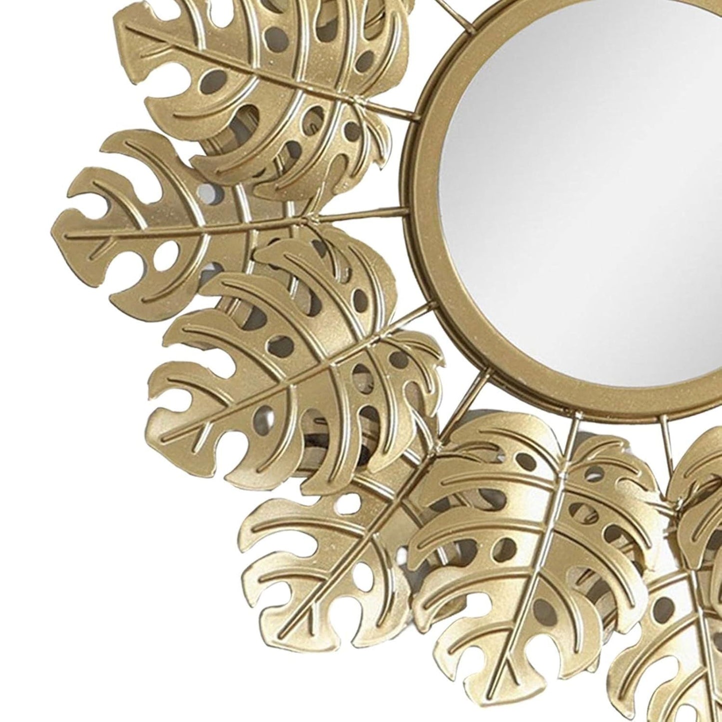 Metal Golden Leaves Wall Mirror - ArtyCraftz.com