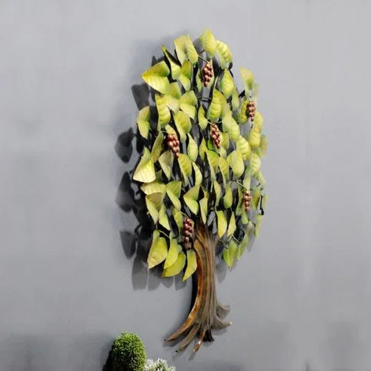 Metal Green Leaves tree of Life Wall Art-ArtyCraftz.com