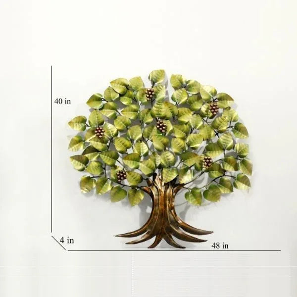 Metal Green Leaves tree of Life Wall Art-ArtyCraftz.com