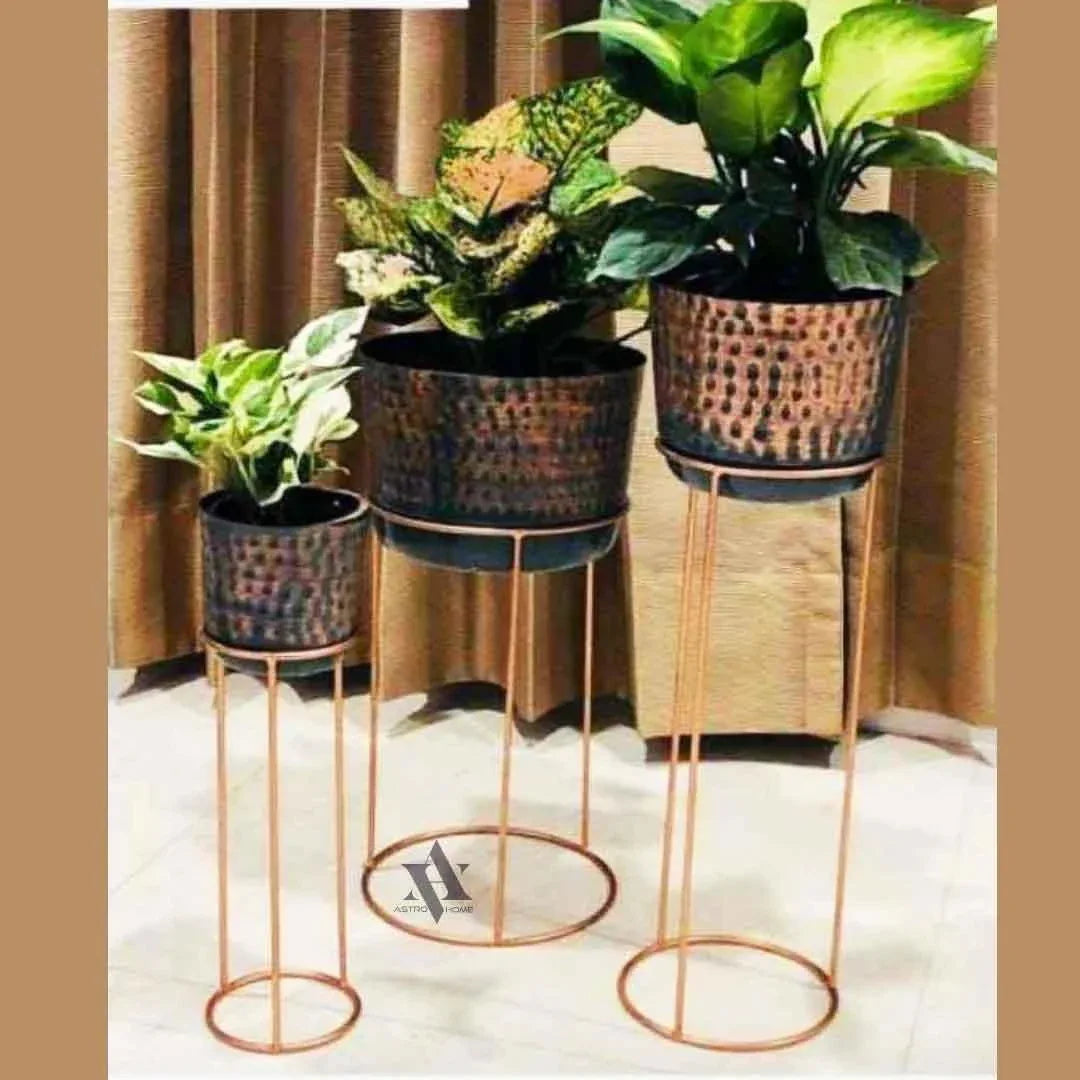 Metal Modern Garden Side Table Balcony Indoor Outdoor Balcony Plant Stand for Flower Pot Set of 3 - ArtyCraftz.com