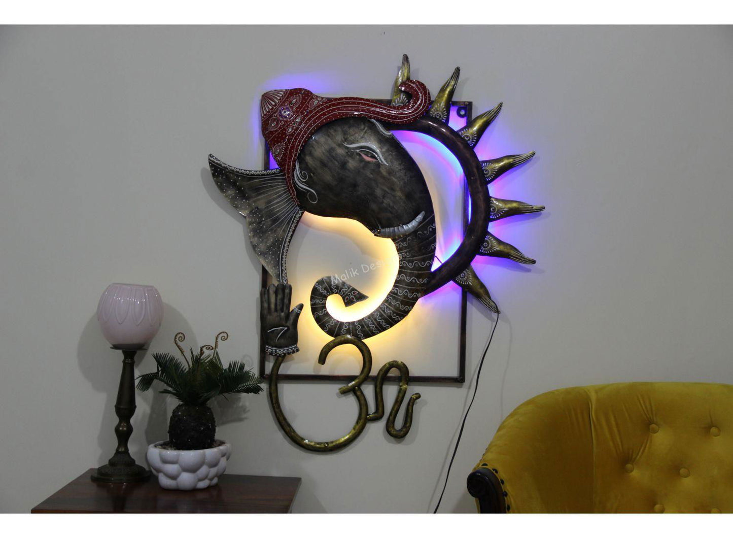 Metal Multicolor Spiritual Ganesha Home Decor - ArtyCraftz.com