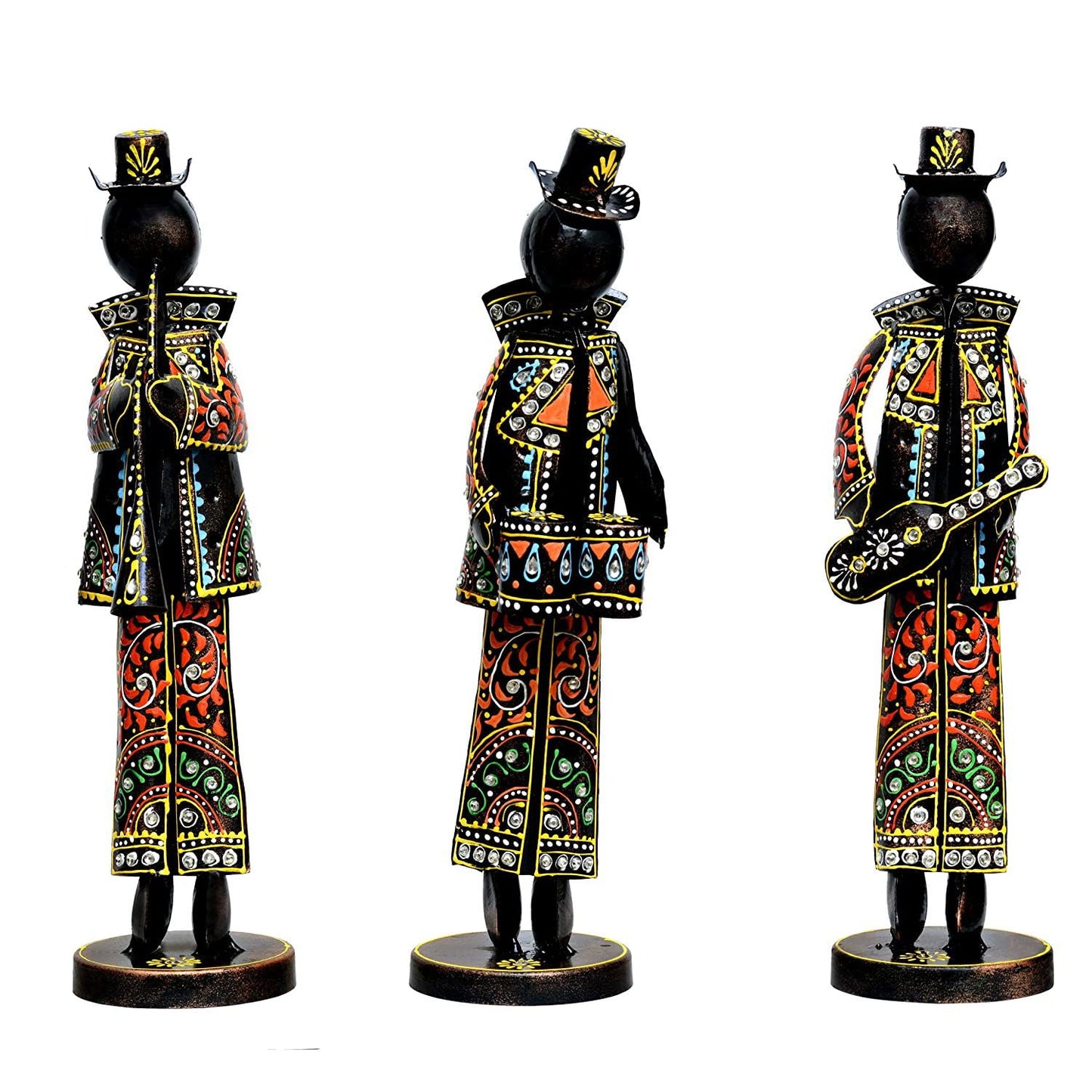 Metal Musician Home Decor - Multicolour, 15.5 Inch - Set of 3 Men - ArtyCraftz.com
