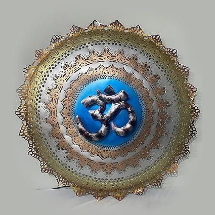Metal OM Blue Circle Wall Art With LED-ArtyCraftz.com