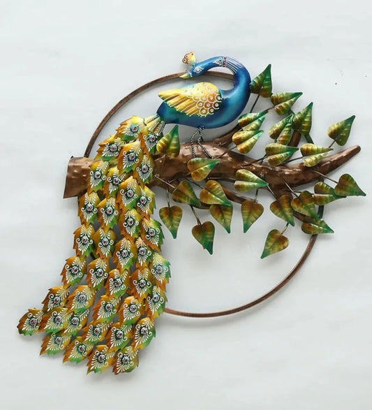 Metal Peacock In Ring Wall Art - ArtyCraftz.com