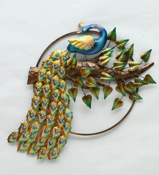 Metal Peacock In Ring Wall Art - ArtyCraftz.com