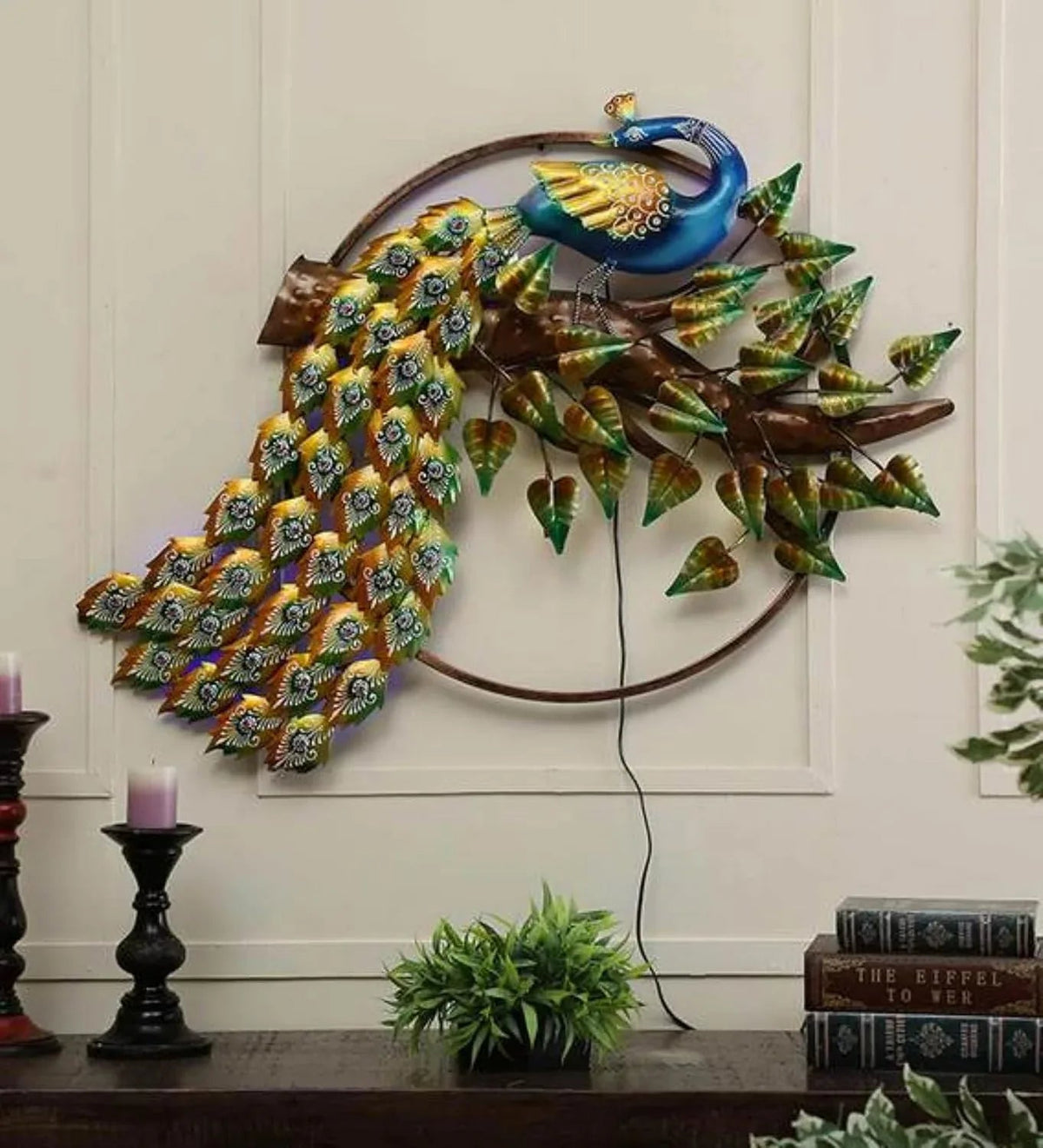 Metal Peacock In Ring Wall Art - ArtyCraftz.com