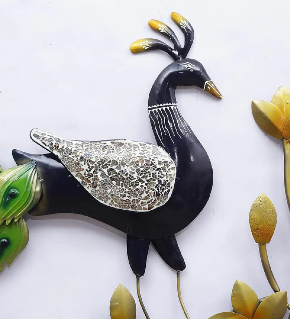 Metal Peacock On Leaf LED Wall Art - ArtyCraftz.com