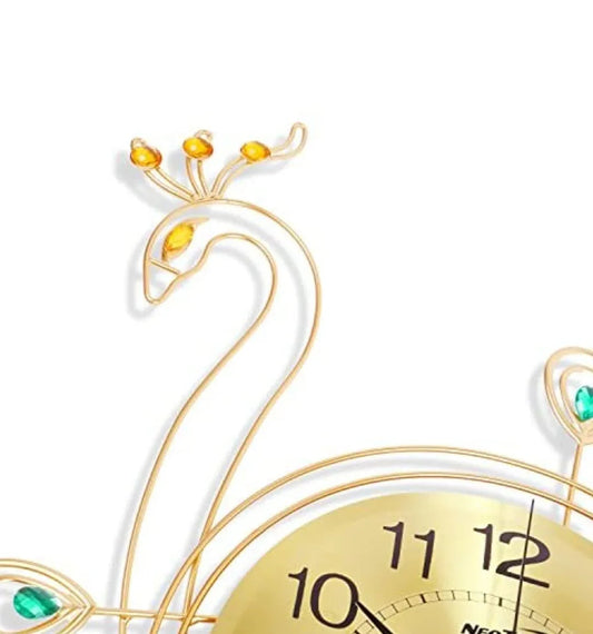 Metal Peacock with Gem Stones Wall Clock