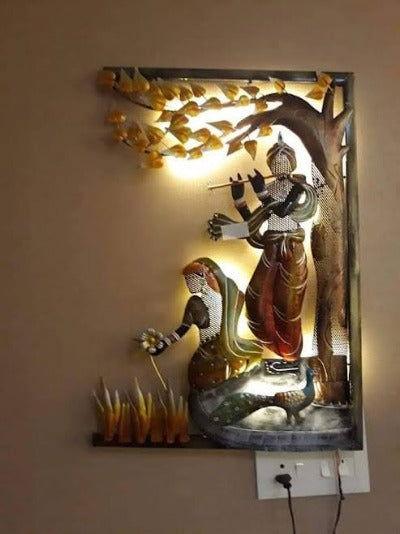 Metal Radha Krishna with Tree Wall Art - ArtyCraftz.com