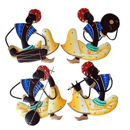 Metal Rajasthani 4 Musicians Wall Art-ArtyCraftz.com