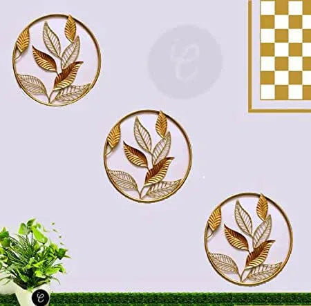 Metal Ring with Leaf high Gloss Gold on Metal 15inch Round - ArtyCraftz.com