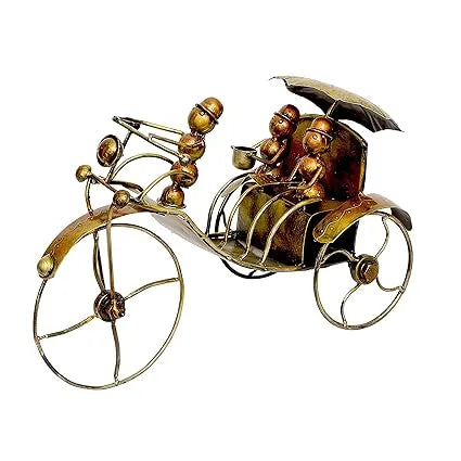 Metal Showpiece Ants Drive Bicycle Home Decor Height 10.5 Inch - ArtyCraftz.com