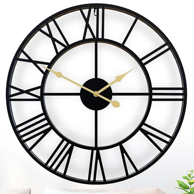 Metal Skeleton Decorative Wall Clock with Roman Numerals - ArtyCraftz.com