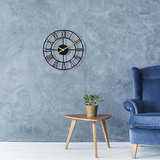 Metal Skeleton Decorative Wall Clock with Roman Numerals - ArtyCraftz.com