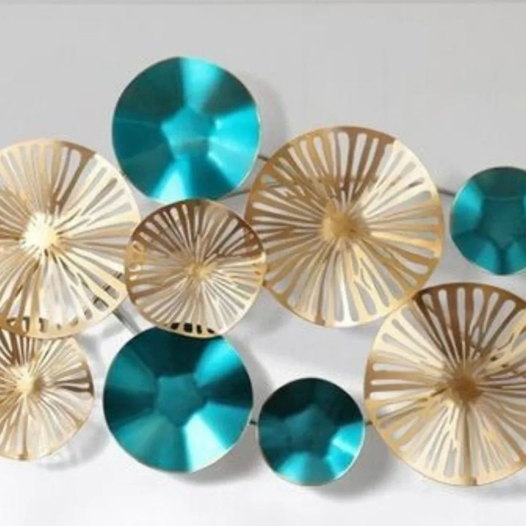 Metal Sparkling Blue and Golden Wall Art-ArtyCraftz.com