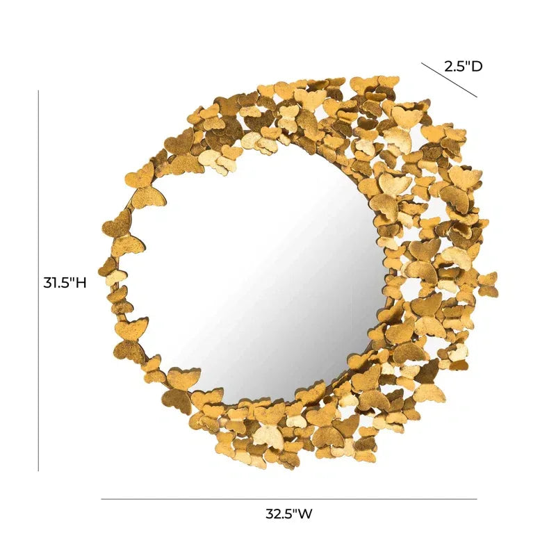 Metal String of Golden Butterflies Wall Mirror-ArtyCraftz.com