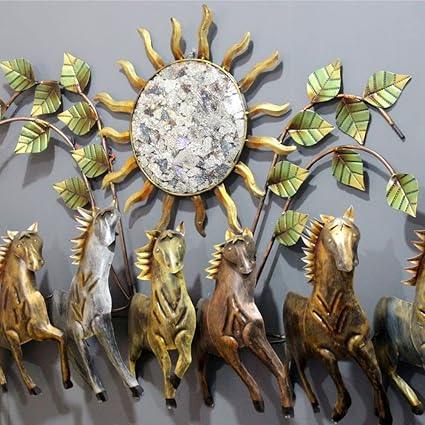 Metal Sunset 7 Running Horses Wall Art LED Light
