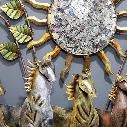 Metal Sunset 7 Running Horses Wall Art LED Light